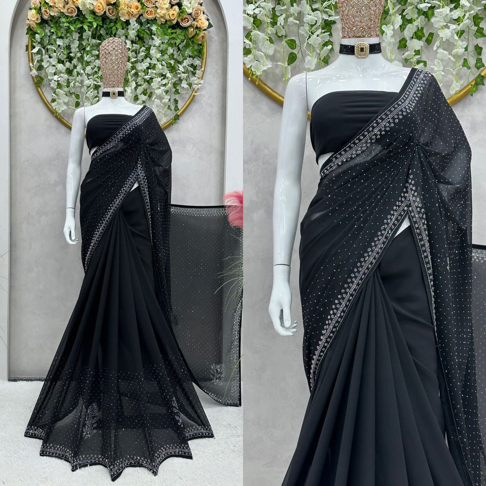BLACK EMBELLISHED BOLLYWOOD GEORGETTE SAREE