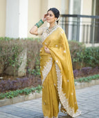 DESIGNER LOOK MUSTARD YELLOW COLOR SAREE WITH BLOUSE